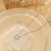 Colar Curto de Círculo de Pérolas Design de Nicho Elegante Colar Curto Corrente de Clavícula da Moda Simples para Namoradas