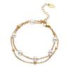 Pulsera al por mayor estilo coreano para mujer, pulsera creativa de plata ajustable, temperamento dulce, pulsera de perlas de acero de titanio
