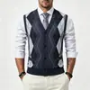 Chaleco de punto forrado de forro polar para hombre de otoño e invierno, capa interior para hombre para otoño e invierno, chaleco suéter sin mangas cálido y de corte ajustado