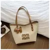 Bolso de Mano para Niña Dulce, Nuevo Bolso de Paja de Gran Capacidad de Moda, Bolso Tote de Color Contrastante, Bolso de Hombro para Playa