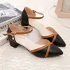 Sandalias de Tacón Alto para Mujer Dedo del Pie Verano Nuevo Francés Tacón Medio Tacón Grueso Zapatos de Mujer Punta Fina Sandalias de Mujer Ins Tendencia