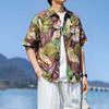 Roupa de Praia da Ilha Hainan Transfronteiriça Viagem a Sanya Camisa Estilo Hong Kong Camisa Havaiana de Flores Roupa de Ilha Jaqueta de Manga Curta para Casal
