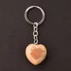 Llavero con colgante de corazón transfronterizo de 30*12 mm, corazón de cristal rosa de piedra natural, accesorio popular para DIY