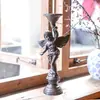 Portavelas Adorno de Figura de Ángel Vintage Retro Estilo Europeo de Hierro Fundido para Decoración del Hogar, Exterior, Jardín, Balcón, Accesorio Creativo