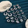 Moda Europea y Americana Pendientes Exagerados Simples Versátiles de Personalidad Acero Inoxidable Color Hueco Calado Luz de Lujo Pendientes de Gama Alta para Mujeres