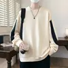 Sudadera de cuello redondo para primavera y otoño, manga caída, prenda única, juvenil, talla grande, para hombre, moderna, camiseta de manga larga, versátil, negra