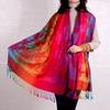 Bufanda Floral de Degradado Colorido Estilo Étnico Chal Jacquard Alargado Bufanda Escénica de Lijiang Nepal Bufanda Larga para Mujer