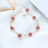 Venta al por mayor de fábrica pulsera de cristal de fresa natural para mujer oro de 14k diseño simple doble cadena regalo para novias