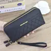 Nova Carteira Longa Feminina Tendência Bolsa Clutch Simples Grande Capacidade Zíper Duplo Embossada Bolsa para Celular de Mãe