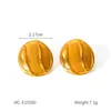 Europa y Estados Unidos explosiones transfronterizas onda de agua cóncavo-convexo aretes de acero inoxidable oro de 18k moda lisos redondos no se decoloran aretes