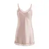 Pijama de seda 100% seda de morera encaje camisola vestido de noche seda primavera-verano vestido fino falda corta vestido de noche sexy