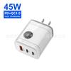 Cabeça de carregamento multiportas 45WACC redonda de cristal 5v2a12w adaptador de energia 1usb 2pd carregador de celular