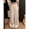 Tiro real 2026 principios de otoño nuevos pantalones de traje holgados pantalones casuales pantalones de pierna ancha para mujer cintura alta caída pantalones hasta el suelo 18144
