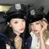 Gorra Azul Marino Retro Negra Cos Policía Sombrero Grande de Verano para Cabeza Grande Sombrero de Sol de Ala Ancha Estilo Japonés Gorra de Marinero