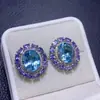 Brincos de Topázio Natural, Pedra Solta Totalmente Polida, Tamanho 12*10mm, Prata de Lei S925 Banhada com Ouro Real 18K