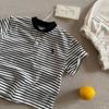 Polo de Rayas para Niños Camiseta de Manga Corta de Verano para Niños Pequeños Top de Color Sólido Marca de Moda Bebé Camiseta con Cuello Polo Niñas Estilo Delgado t