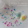 Accesorios para Uñas de Perlas de Burbuja de Sirena de 12 Rejillas, Pedrería Plana de Colores de Caramelo Semiredonda Aurora Iridiscente, Tamaños Mixtos