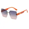 Nuevas Gafas de Sol Sin Montura con Borde Cortado, Gafas de Sol con Filtro Solar de Alta Definición para Mujeres con Rostros Redondos, Aspecto Adelgazante y Maquillaje, Gafas de Sol Estilo H