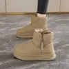 Moda Inverno 2026 Versátil Botas de Neve Quentes com Solado Grosso e Forro de Lã para Mulheres, Sapatos Macios Antiderrapantes para Mães