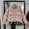 Chaqueta de Plumón con Cuello Vertical para Mujer 2024 Ropa de Invierno Nuevo Diseño de Moda Casual Chaqueta Corta de Plumón de Pato Blanco Cálida