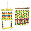 Brinquedo de papagaio: Blocos de construção estilo cascata, gaiola decorativa de corda com bola de videira, brinquedo de escalar e roer para papagaios grandes, médios e pequenos