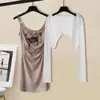 [Spice Girls y Gatos] Vestido con Sentido del Diseño para Mujer Pura Desea Ajustado al Cuerpo Sexy Falda Base Interior
