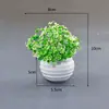 Planta artificial mini vaso bola de grama bonsai árvore pequena decoração de casa ornamentos de flores mini hemisfério criativo cerejeira bola de neve