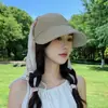 Gorra tipo pico con protección solar, ala ancha, protección para el cuello, chal desmontable, parasol, sombrero de sol de verano para la playa para mujer