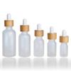 Botella de Vidrio Esmerilado con Gotero para Aceite Esencial con Anillo de Bambú, Botella de Vidrio para Sérum, Botella Dispensadora Sencilla para Cosméticos Amigable para Viajes, Stock Listo Transfronterizo