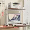 Estante de Almacenamiento para Impresora, Soporte Ajustable para Host de Computadora, Estante para Gabinete de Escritorio, Estante de Almacenamiento en Niveles para Escritorio