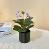 Higuera de hoja de violín Transfronteriza con Flores sobre Fondo Negro e Hilo Dorado Planta en Maceta Estilo Nórdico Hogar Sala de Estar Escritorio Flor Artificial Falsa Adorno de Bonsái
