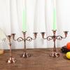 Candelabro de Cobre Estilo Europeu para Casamento Vintage Bar Mesa de Jantar Metal Decoração Romântica de Casamento Simples Candelabro Multitamanho