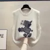 Novo Colete Tricotado de Gola Redonda para Mulheres Outono e Inverno 2025, Colete Externo Solto, Suéter Externo para Camadas, Tendência de Colete