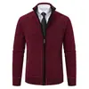 Casaco Cardigan Masculino Outono Inverno Transfronteiriço Zíper Gola Alta Jaqueta Tricotada Espessada Forrado com Lã Casaco Quente Acolchoado de Algodão