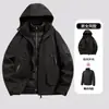 Chaqueta Azul Deportiva para Exteriores Tres en Uno Ropa de Abrigo para Mujer Ropa de Montañismo para Hombre Impermeable Cortavientos con Capucha Ropa de Protección contra el Frío para Esquí
