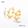 Pendientes de Acero de Titanio Estilo Ins Espigas Flores Hojas Pendientes Pendientes Pendientes de Acero Inoxidable Oro 8K Pendientes de Gama Alta para Mujeres