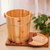 Balde para Banho de Pés de 40cm de Altura, Balde de Banho de Pés de Madeira, Balde de Banho de Pés de Madeira Maciça, Balde de Banho de Pés Doméstico com Tampa e Aprofundamento