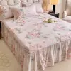 Falda de cama de algodón puro engrosada, fresca y simple, pieza única, sábana bajera antideslizante, funda protectora para colchón, funda de algodón puro cepillado Simmons