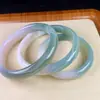 Pulsera de Ágata Calcedonia Yuanshan Dai Gradiente Azul Mitad Montaña Mitad Agua con Patrón de Piedra para Mujer Fabricante Mayorista