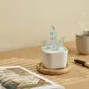 Adornos de Flores Artificiales de Vidrio Zibo, Pequeño Ramo de Flor de Lirio de Escritorio, Planta en Maceta de Flor Eterna, Regalo de Decoración para el Interior del Coche