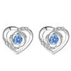 Nuevos pendientes de amor S999 de plata esterlina con circonita azul, temperamento que combina con todo, ligeros pendientes de nicho de plata de lujo con agujero para la oreja, venta al por mayor