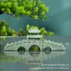 Pabellón de Estilo Antiguo, Puente de la Torre, Paisaje en Miniatura, Agua Corriente, Bonsái, Jardinería, Paisaje de Flores, Decoración Miniatura, Muebles de Arenisca Verde