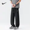 Pantalones Casuales de Lino Estilo High Street Americano para Hombre, Nueva Colección de Verano, Corte Recto Holgado, Versátiles de Moda, Pantalones Largos de Seda de Hielo