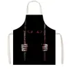 Saia com Atmosfera de Terror de Halloween Padrão de Caveira Manchas de Sangue Sem Mangas Decote Halter Avental Anti-Sujeira Cozinha Assar
