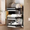 Estante de Almacenamiento de Cocina Estante Escurridor Colgante Montado en la Pared Palillos Vajilla Estante Escurridor Estante de Almacenamiento de Múltiples Niveles Estante de Platos de Escritorio