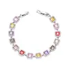 Set de Joyería con Pulseras de Zirconia de Colores Microincrustadas, Aretes Largos con Borlas y Accesorios de Mano Cuadrados de Lujo de Alta Gama para Mujer