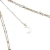 Cadena de Pierna Sexy Transfronteriza Europea y Americana Cadena de Cuentas Cadena Metálica de Luna Creciente Cadena de Borla Corporal de Doble Capa Elástica