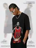 Camiseta Transfronteiriça Scottie Pippen com Estampa, Manga Curta, Tecido Pesado, Gola Pequena, Licenciada Oficialmente por Pippen