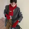 Bufanda de Punto Suave y Cera de Color Puro Retro para Mujer Invierno Gama Alta Estudiante Ciclismo y Esquí Cálida Engrosada Bufanda de Lana