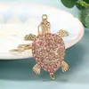 Nuevo colgante de llavero de tortuga de dibujos animados transfronterizo, moderno y creativo, tortuga con incrustaciones de diamantes, llavero de metal, pequeño regalo